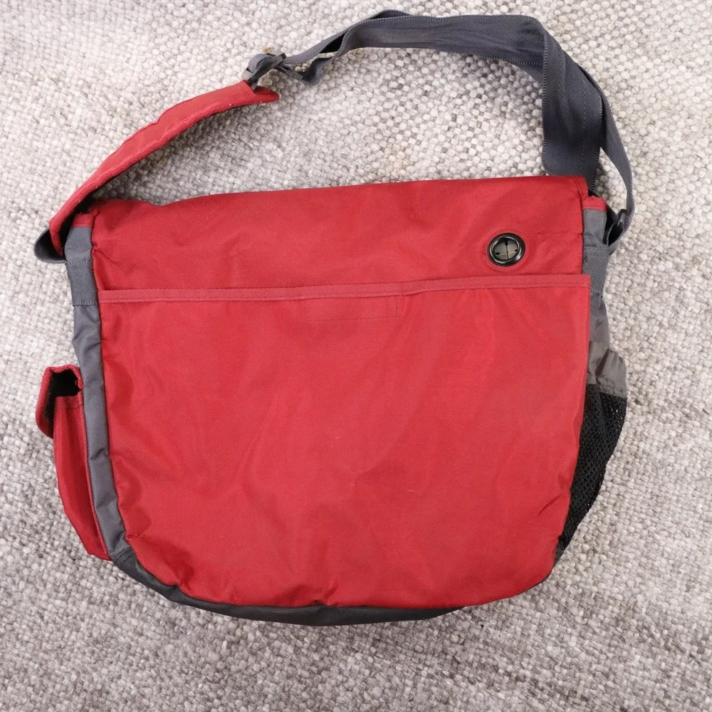 Y2K Old Navy Messenger Bag Unisex OS Red Black Vintage 2003 Techwear Laptop Bag